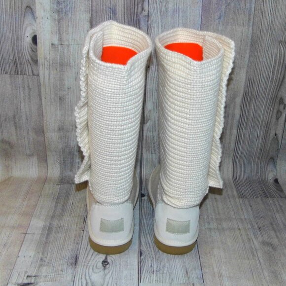 UGG Classic Cardy Tall Cream Knit Boots Womens Size 9 WORN ONCE! - Picture 5 of 12
